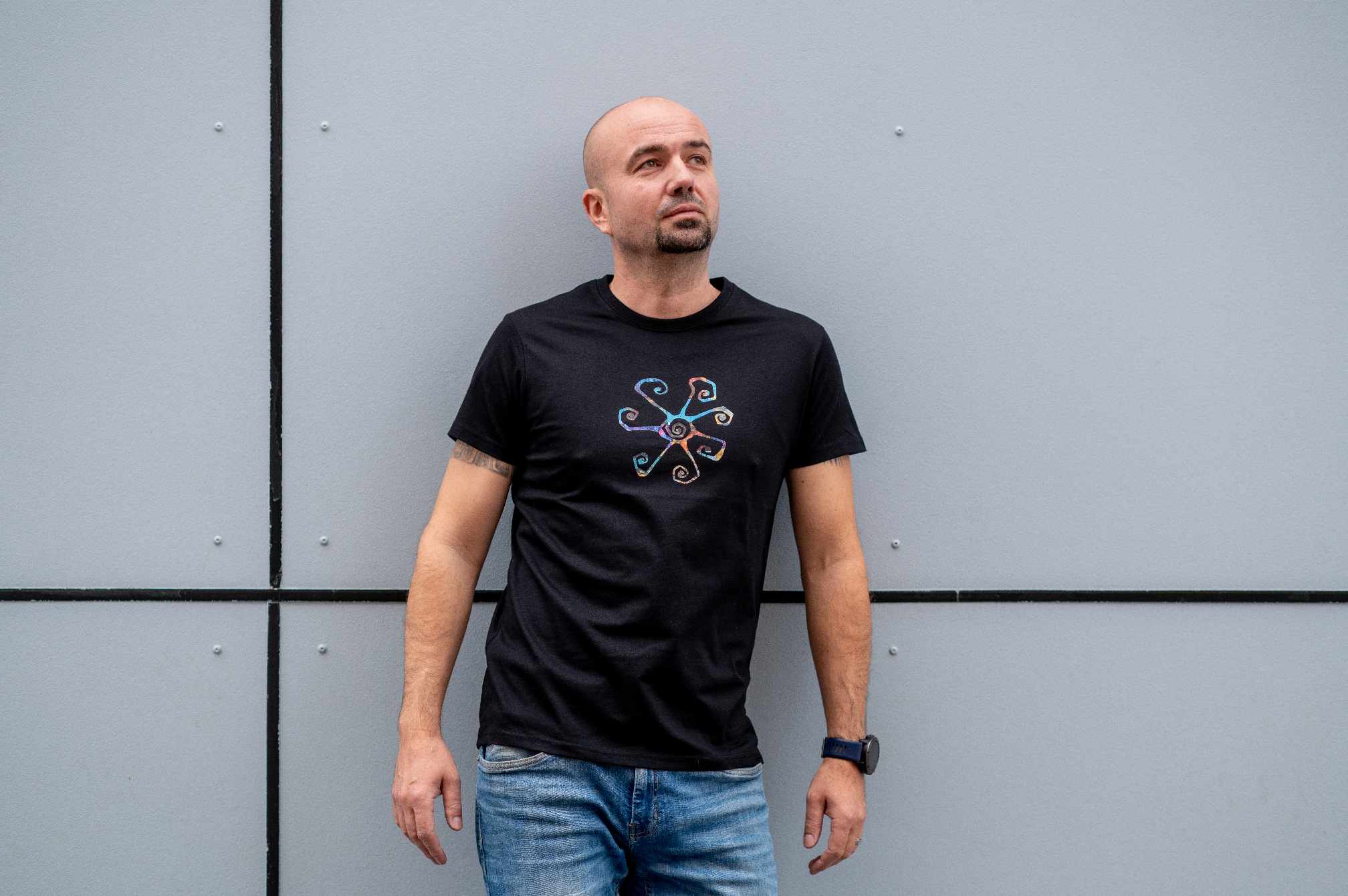 Tričko pánské černé - Smiling sun