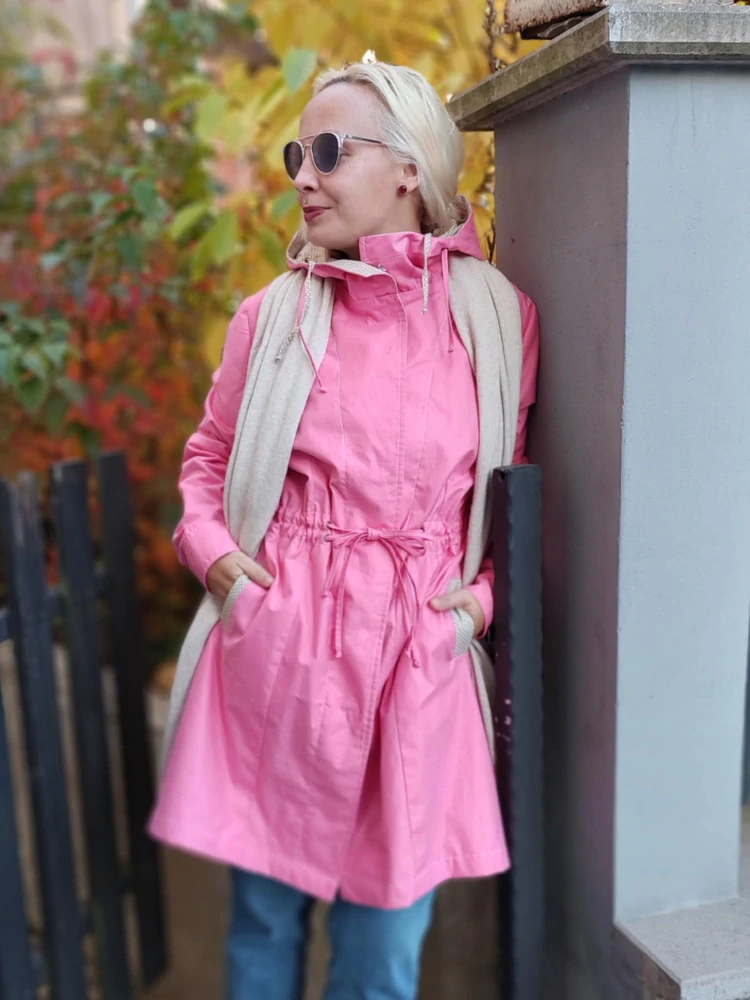 Oboustranný kabátek - růžová/puntík