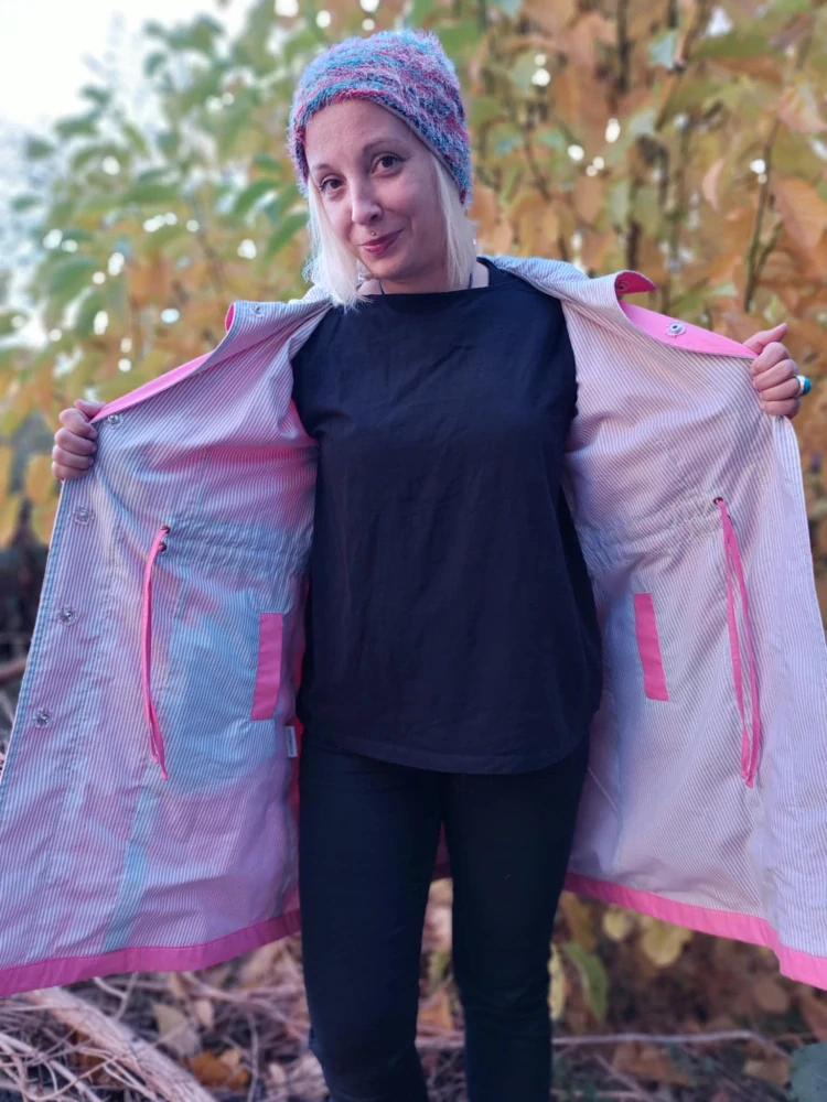 Oboustranný kabátek - růžová/proužky