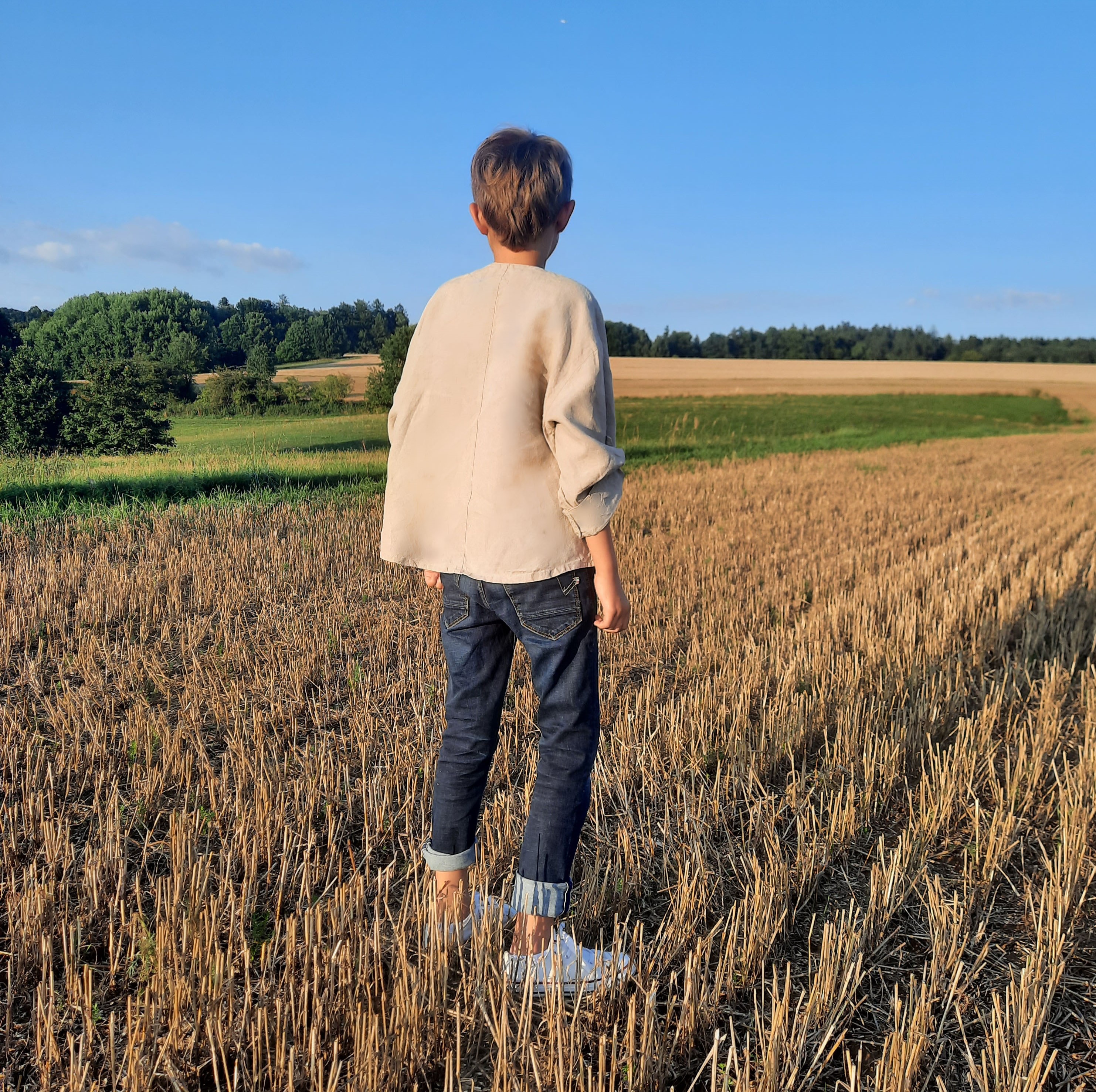 Lněná dětská košile režná