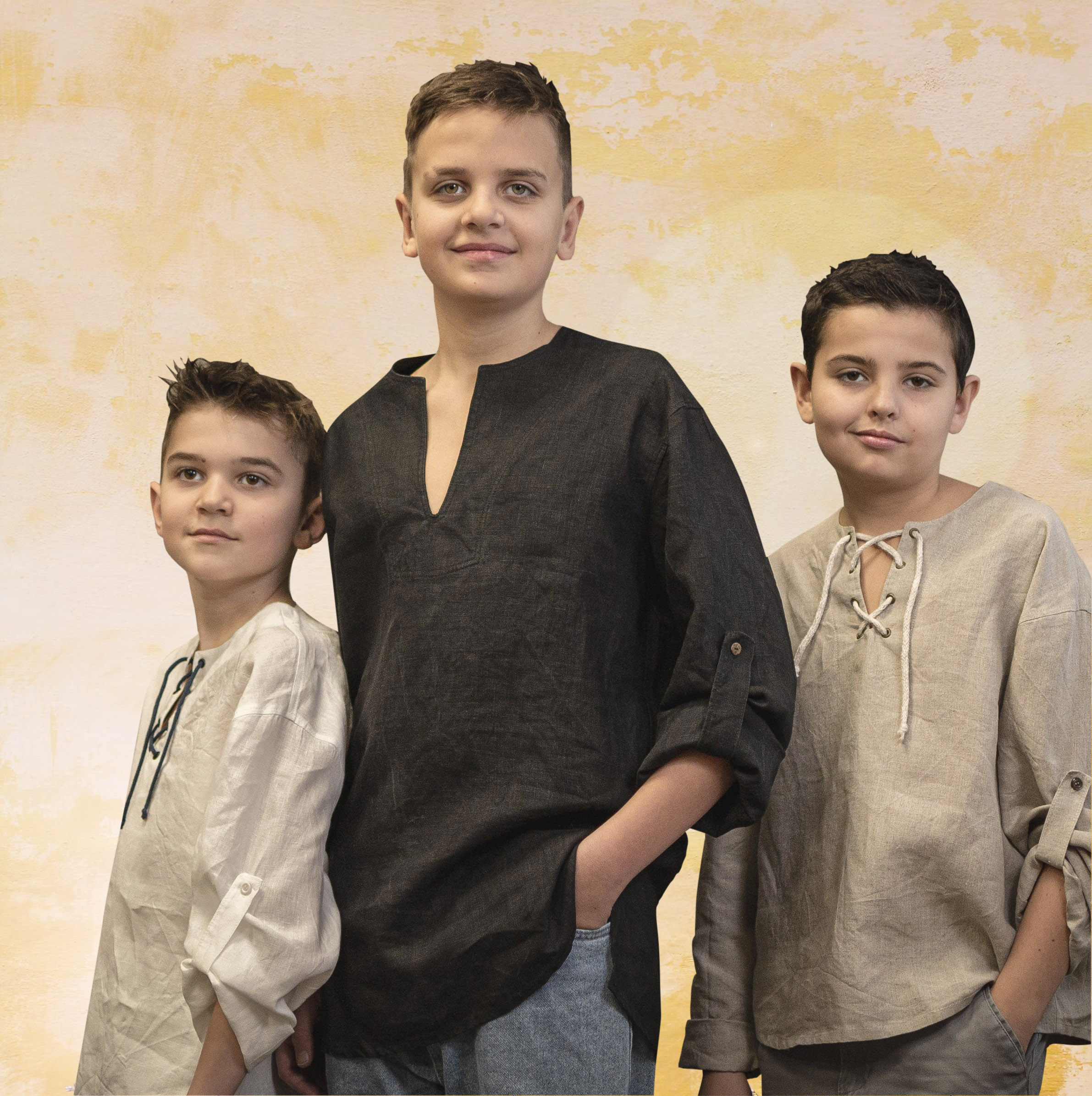 Lněná dětská košile bílá