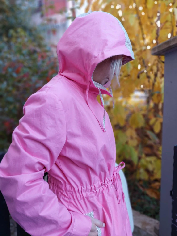 Oboustranný kabátek - růžová/puntík