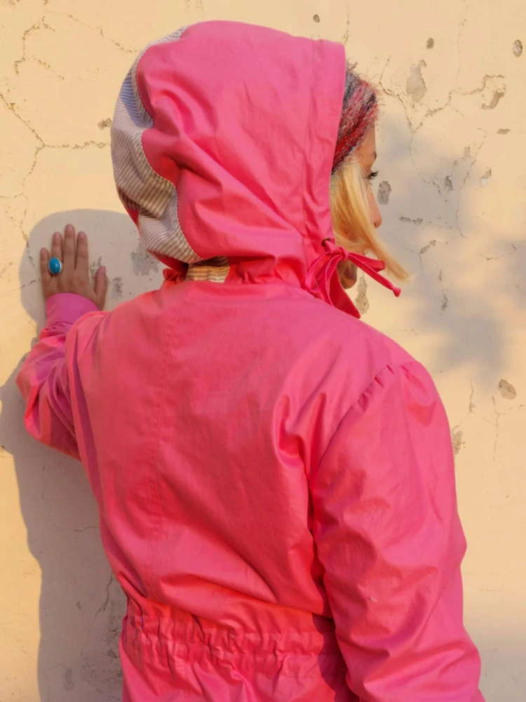 Oboustranný kabátek - růžová/proužky