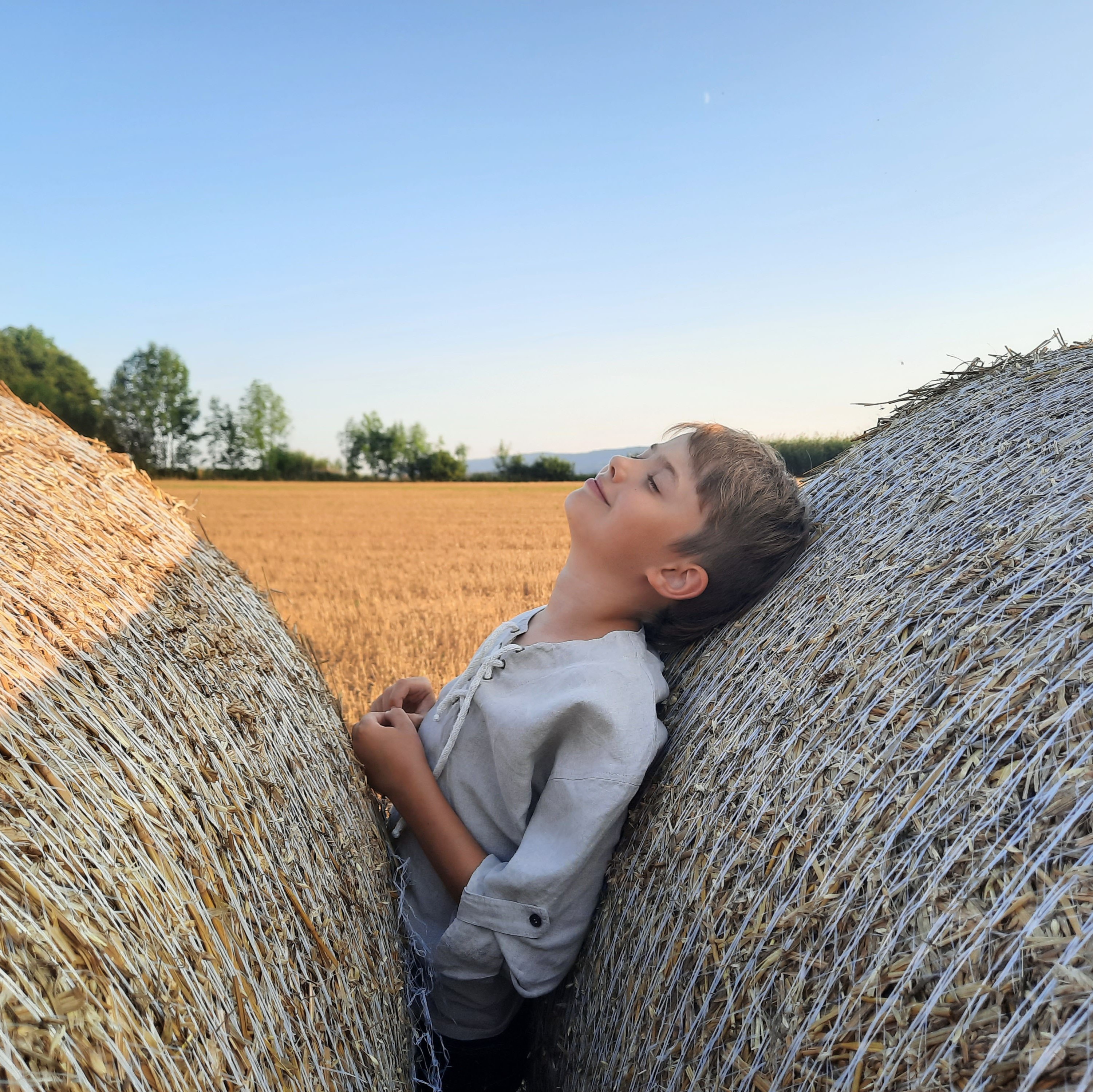 Lněná dětská košile režná