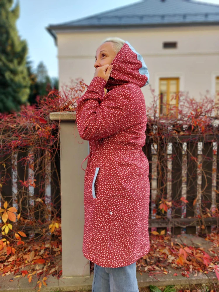 Oboustranný kabátek - světle modrý/bordo