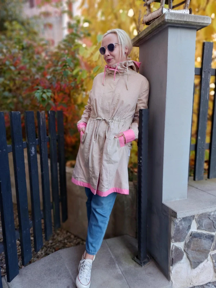 Oboustranný kabátek - růžová/puntík