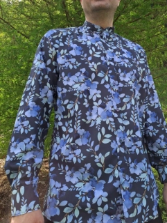 Košile propínací - modrá/květy