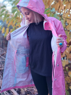 Oboustranný kabátek - růžová/proužky