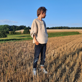 Lněná dětská košile režná